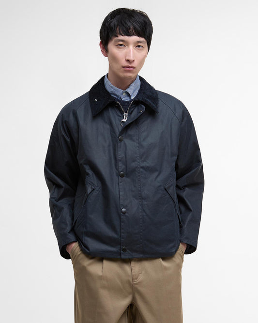 Barbour Heritage Oversized Transport Wax Jacket - Navy | Barbour Jackets & Coats | JEANSTORE