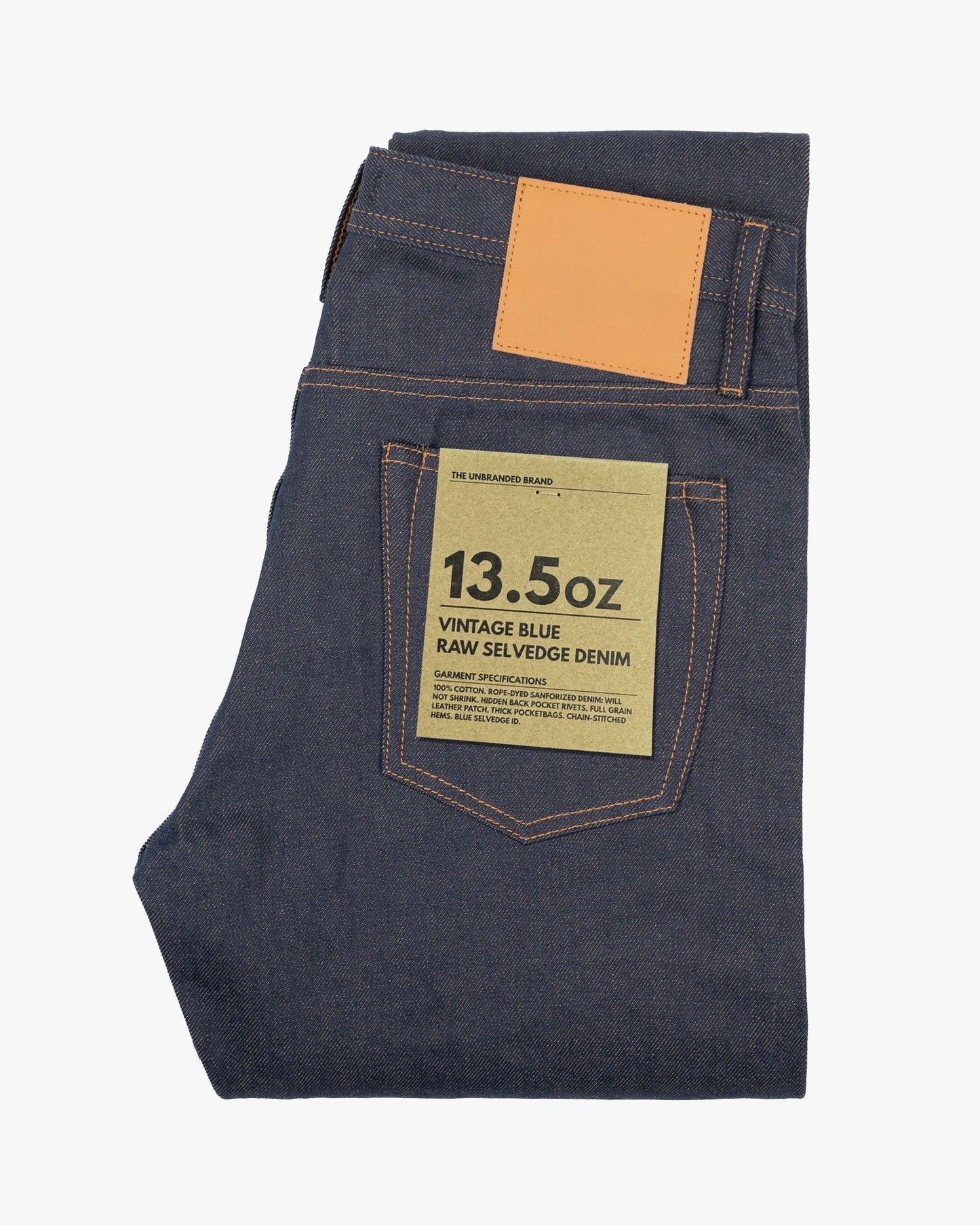 Unbranded UB854 Relaxed Straight Mens Jeans - 13.5oz Vintage Blue Selvedge