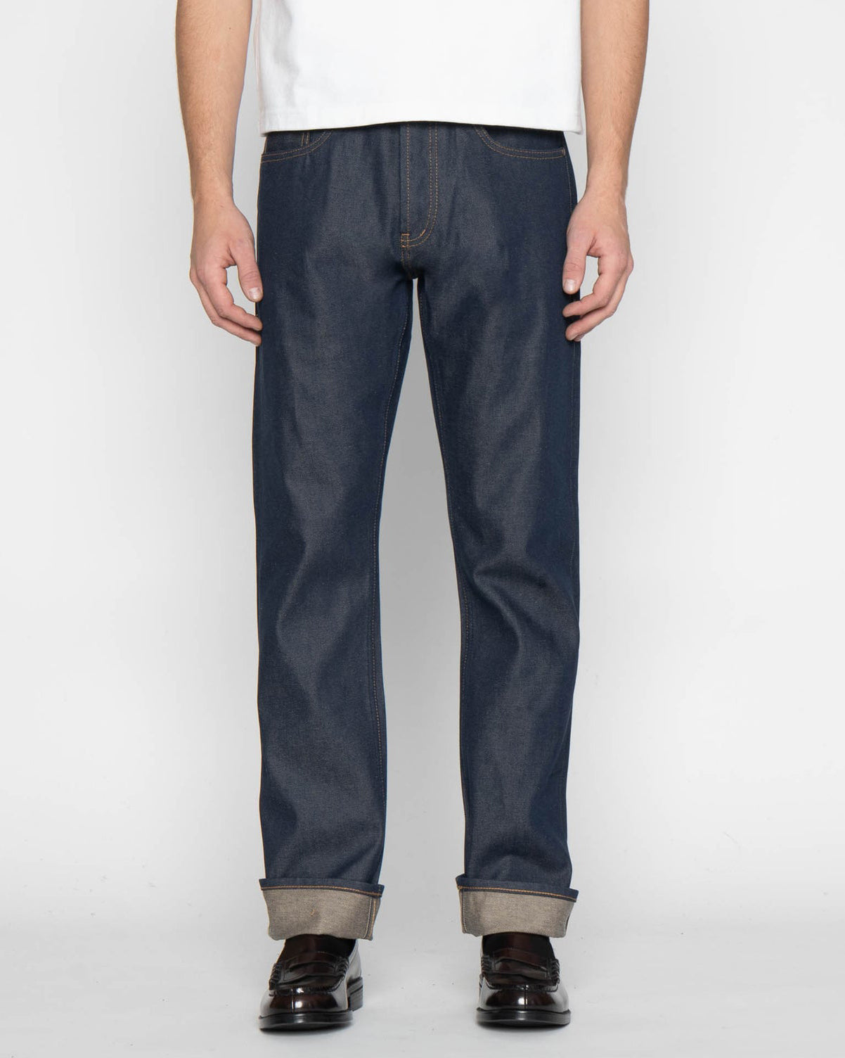 Unbranded UB854 Relaxed Straight Mens Jeans - 13.5oz Vintage Blue Selvedge