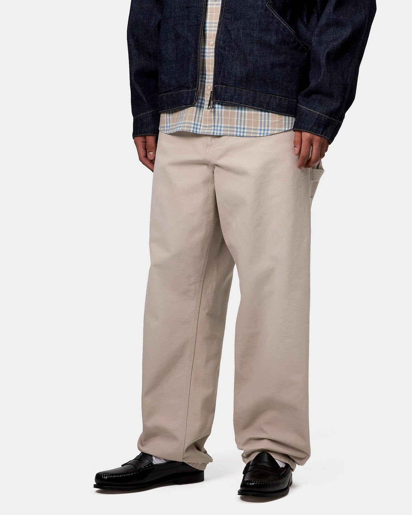 Carhartt WIP Single Knee Pant Relaxed Fit Canvas Trousers - Dusky Beige Stone Canvas